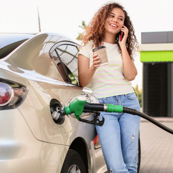 talking on the phone while fueling up