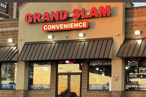 grand slam front of building